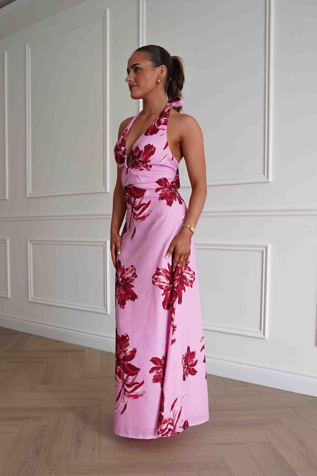 Hinata Woven Floral Maxi Dress | Pink