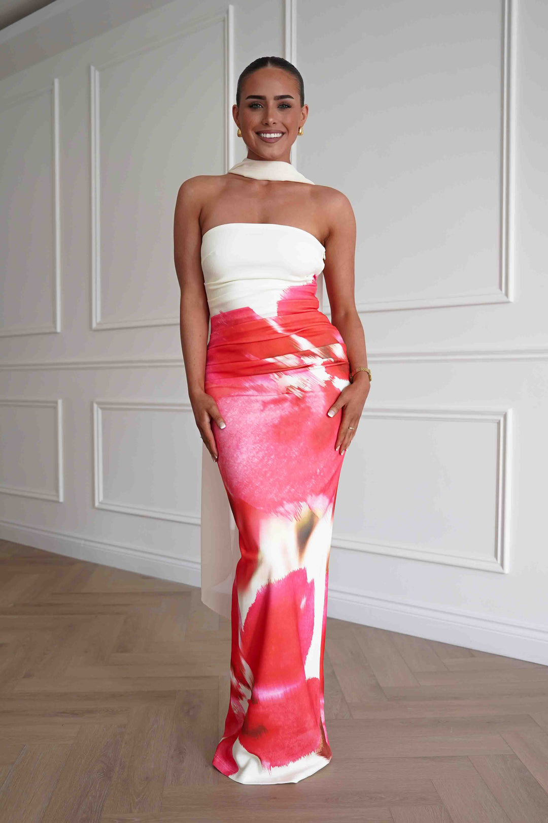 Paros Floral Bodycon Maxi Dress | Yellow