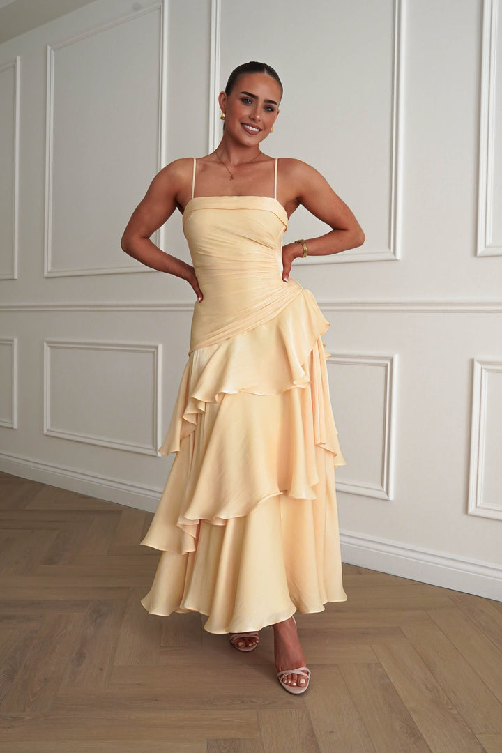 Renee Luminescent Ruffle Maxi Dress | Yellow