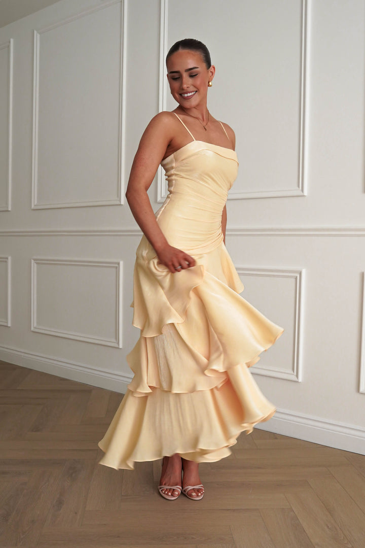 Renee Luminescent Ruffle Maxi Dress | Yellow