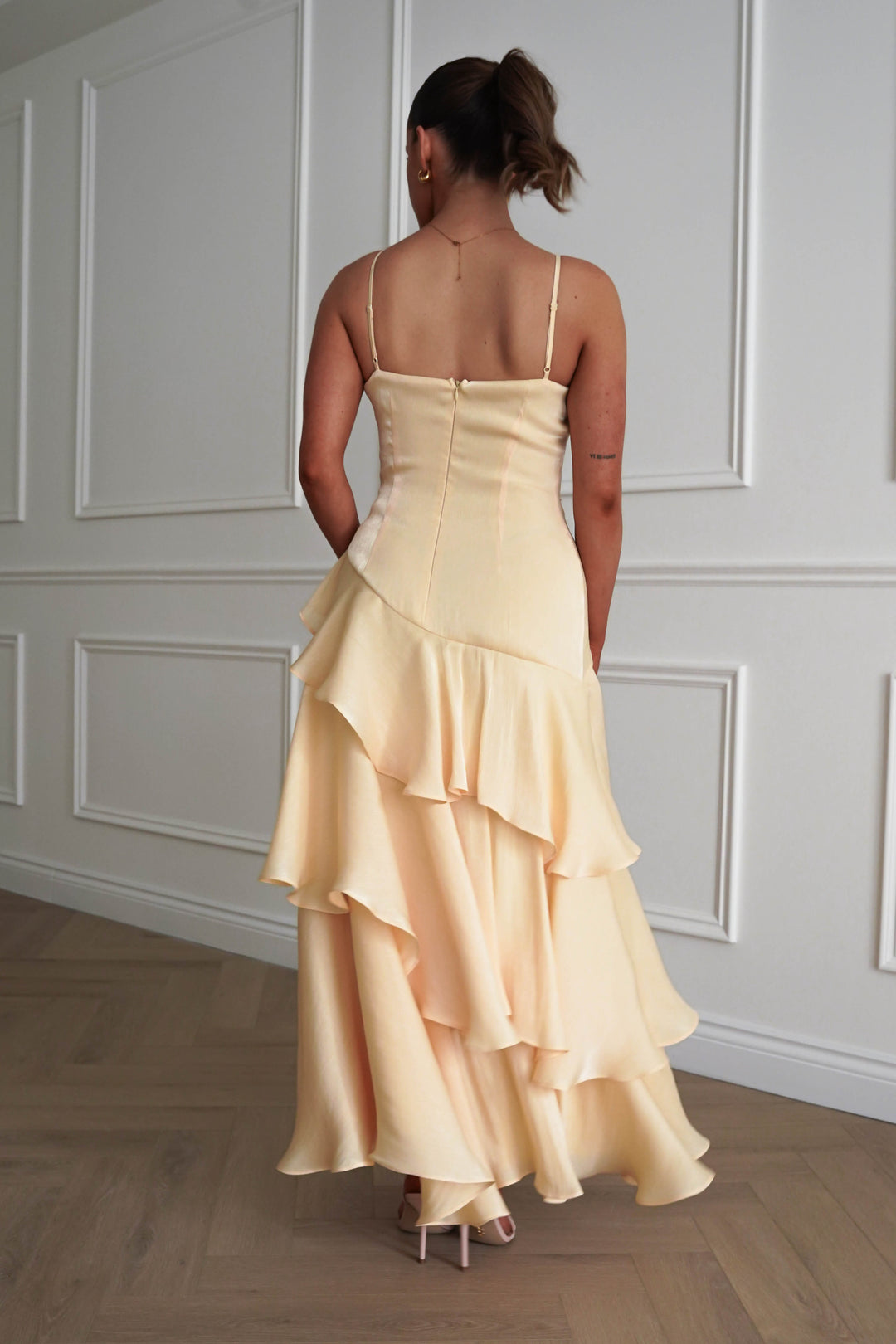 Renee Luminescent Ruffle Maxi Dress | Yellow
