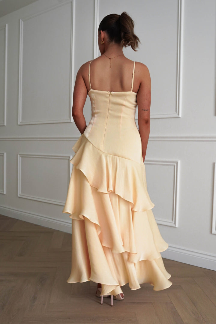 Renee Luminescent Ruffle Maxi Dress | Yellow