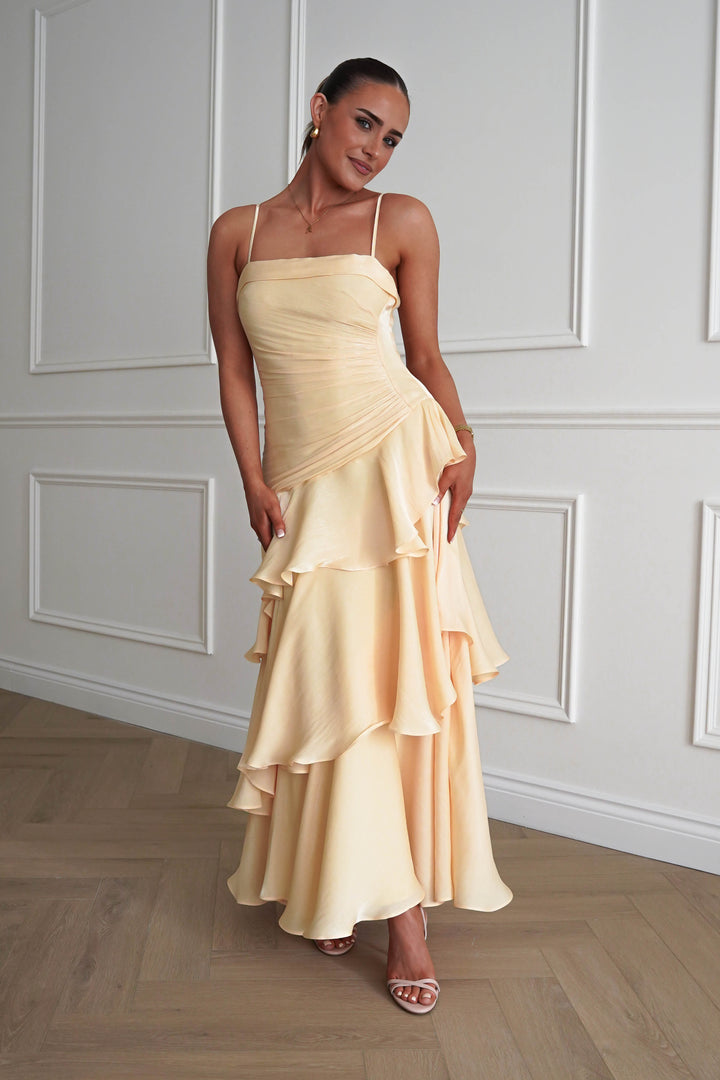 Renee Luminescent Ruffle Maxi Dress | Yellow